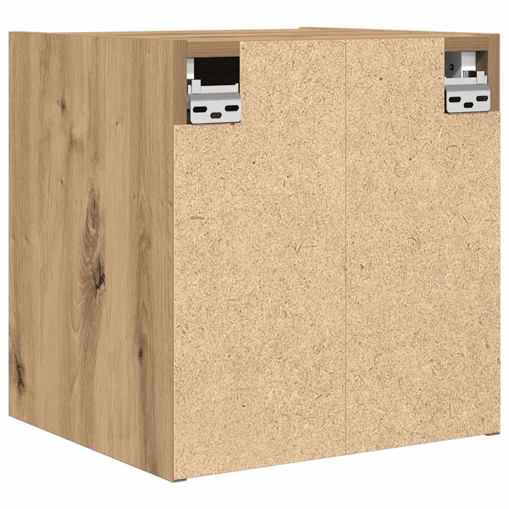 vidaXL Nachtkastje wandgemonteerd 38x34x40 cm gerookt eikenkleurig - Aashly