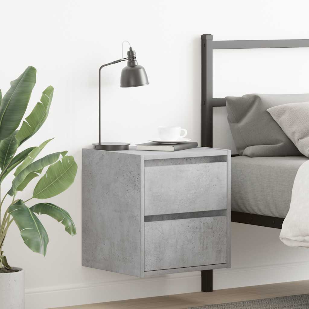 vidaXL Nachtkastjes 2 st wandgemonteerd 38x34x40 cm betongrijs - Aashly