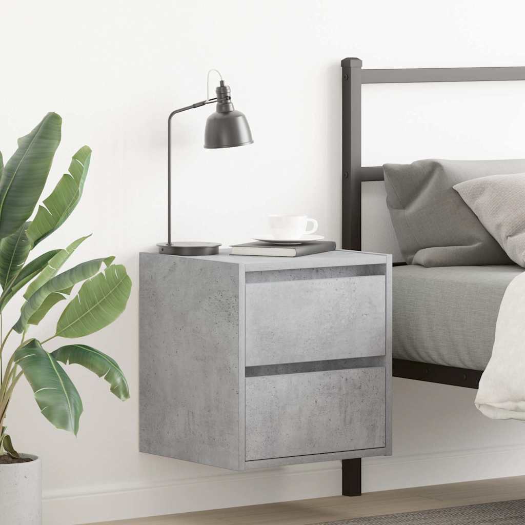 vidaXL Nachtkastjes 2 st wandgemonteerd 38x34x40 cm betongrijs - Aashly