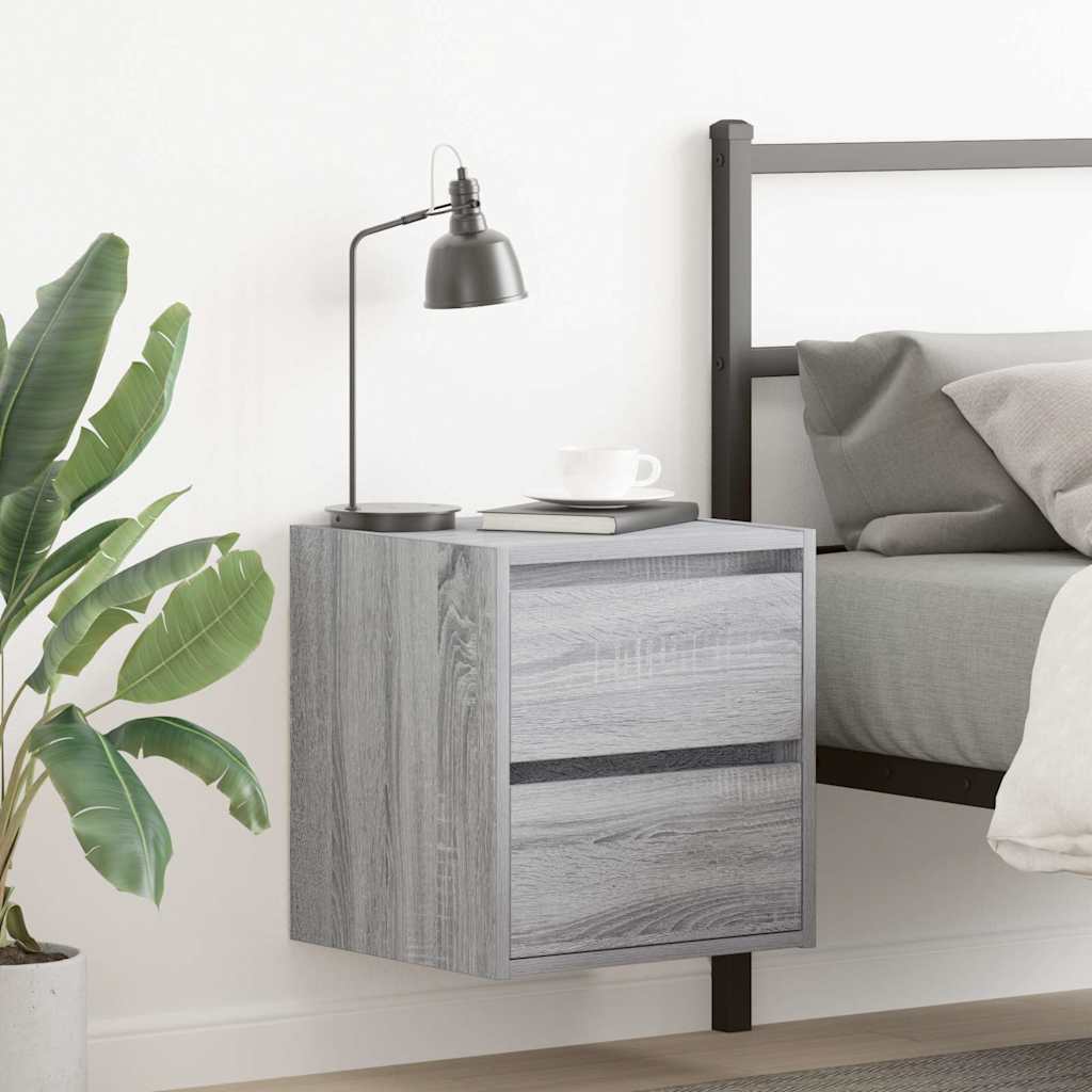 vidaXL Nachtkastjes 2 st wandgemonteerd 38x34x40 cm betongrijs - Aashly