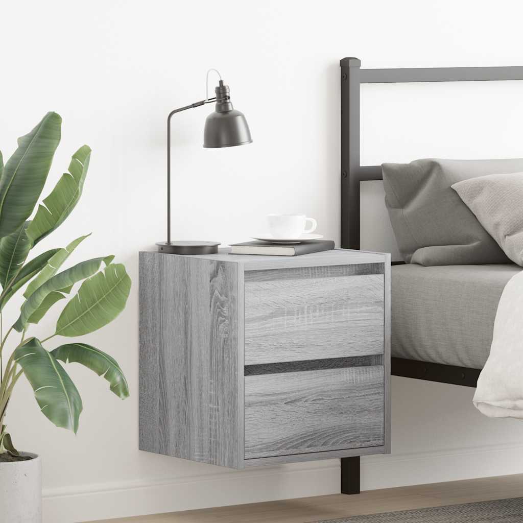 vidaXL Nachtkastjes 2 st wandgemonteerd 38x34x40 cm betongrijs - Aashly
