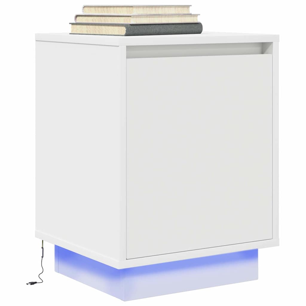 vidaXL Nachtkastje met LED-verlichting 38x34x50 cm bruin eiken - Aashly