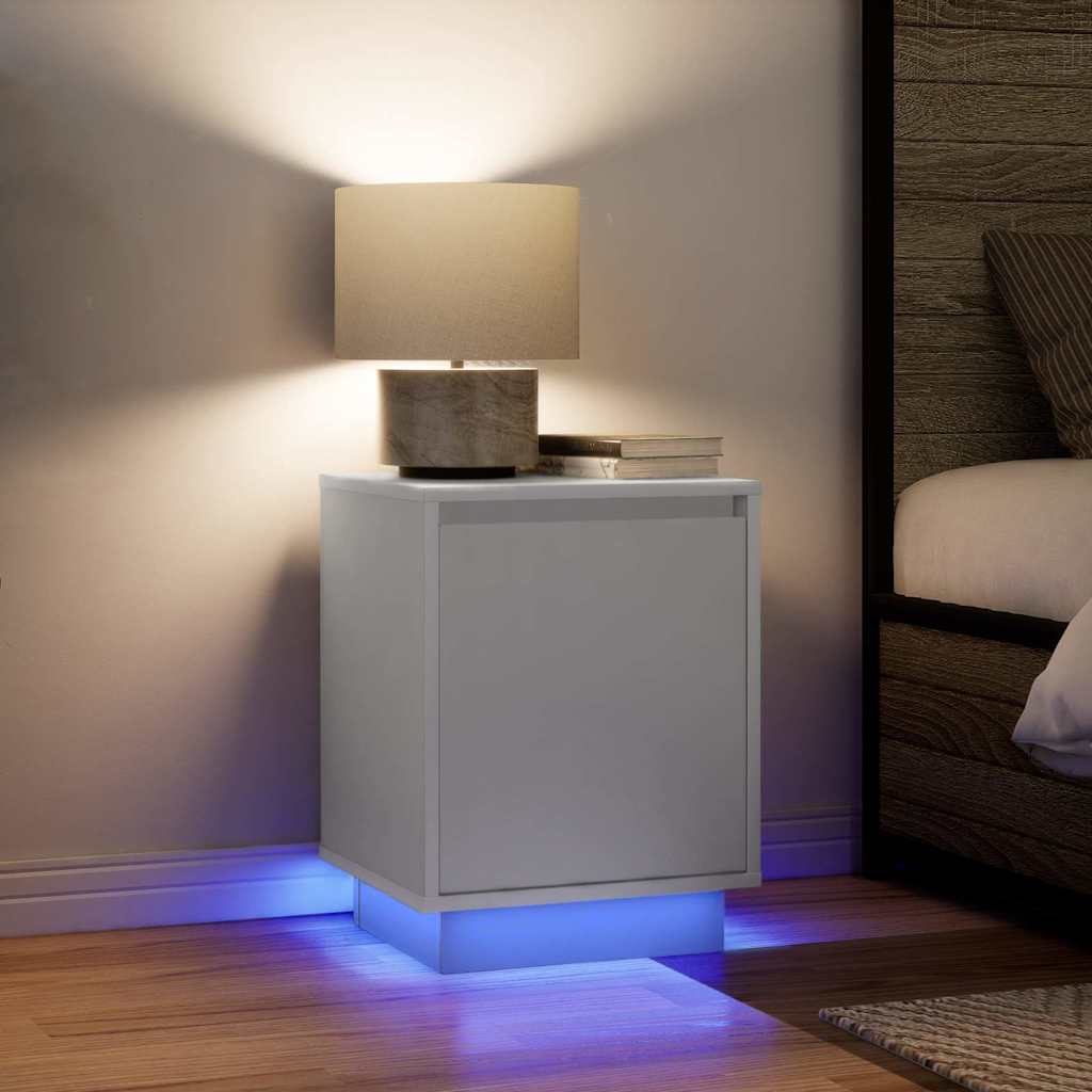 vidaXL Nachtkastje met LED-verlichting 38x34x50 cm bruin eiken - Aashly