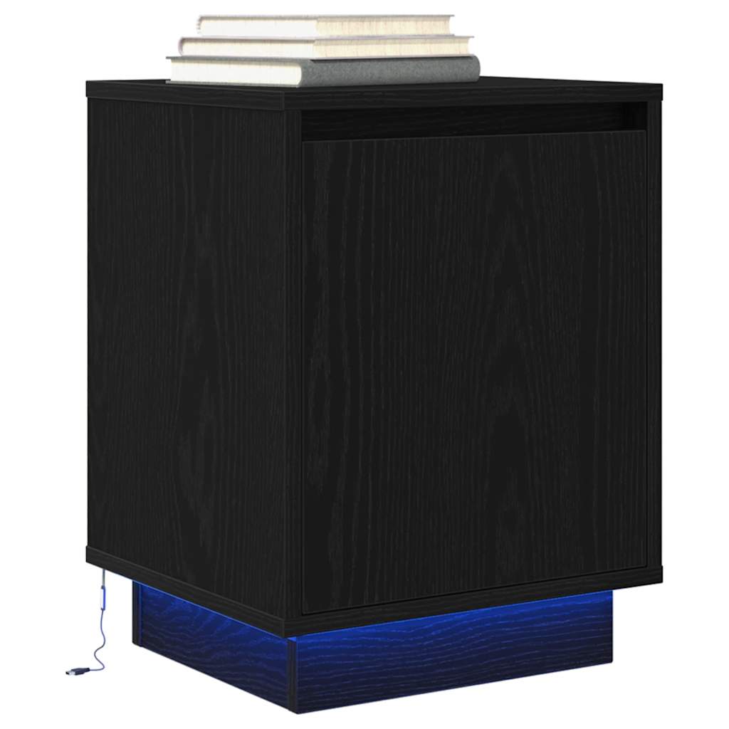vidaXL Nachtkastje met LED-verlichting 38x34x50 cm bruin eiken - Aashly