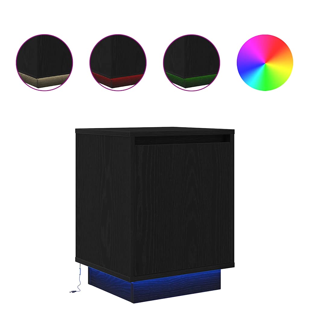vidaXL Nachtkastje met LED-verlichting 38x34x50 cm bruin eiken - Aashly