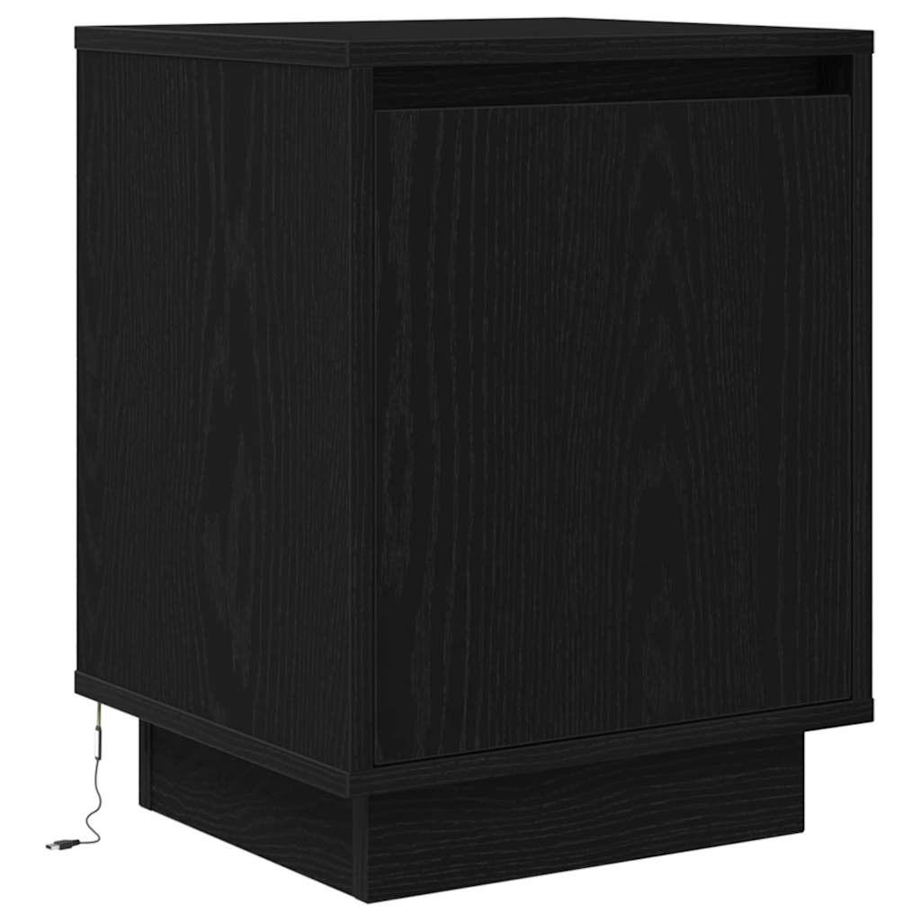 vidaXL Nachtkastje met LED-verlichting 38x34x50 cm bruin eiken - Aashly