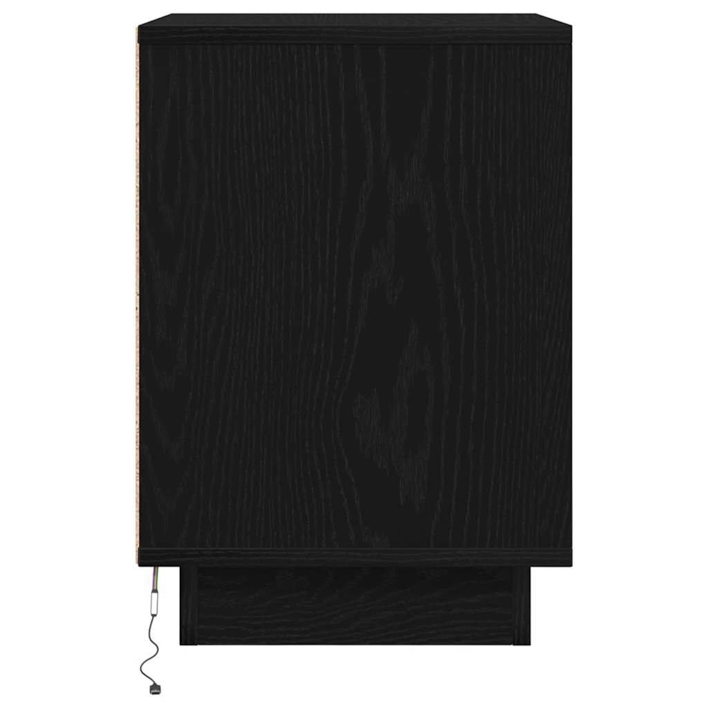 vidaXL Nachtkastje met LED-verlichting 38x34x50 cm bruin eiken - Aashly