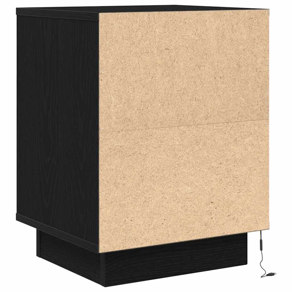 vidaXL Nachtkastje met LED-verlichting 38x34x50 cm bruin eiken - Aashly