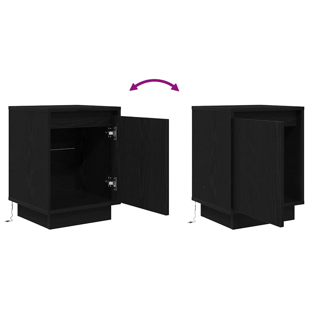 vidaXL Nachtkastje met LED-verlichting 38x34x50 cm bruin eiken - Aashly