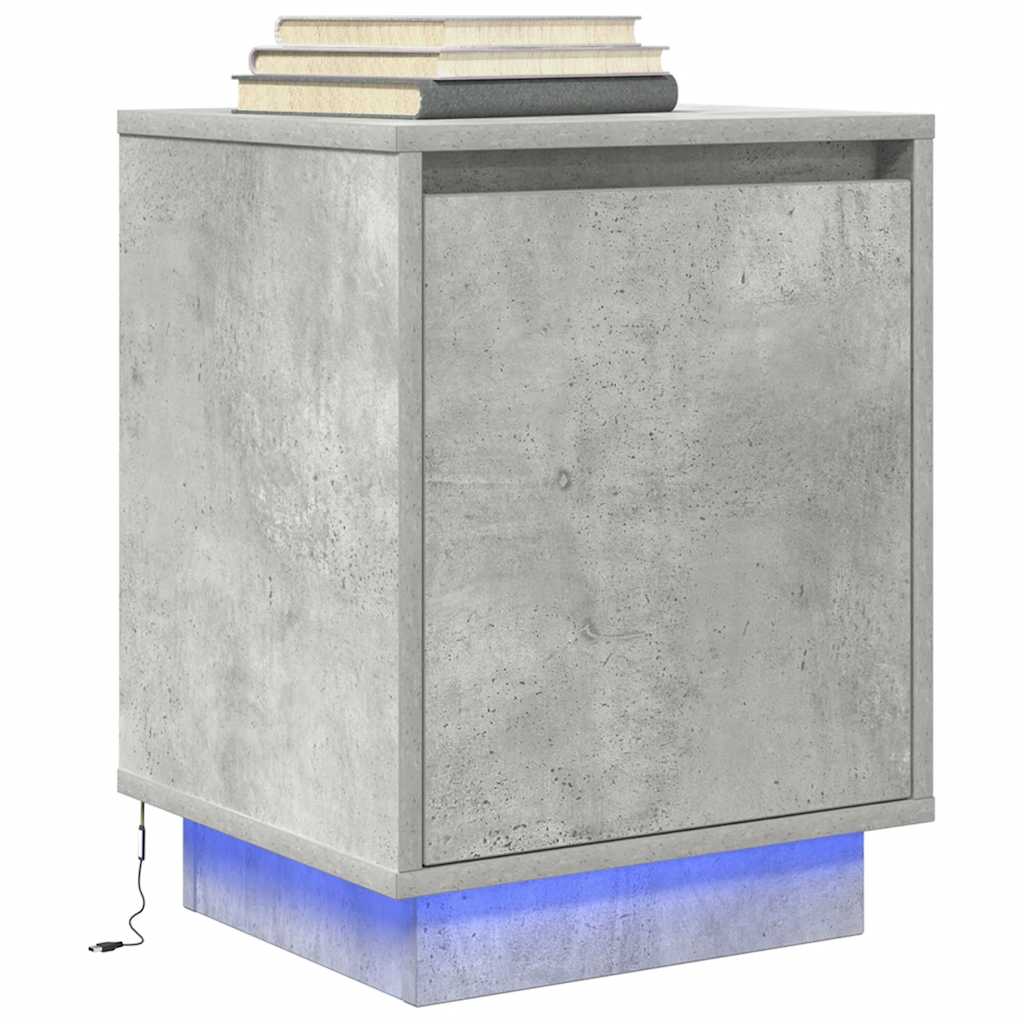 vidaXL Nachtkastje met LED-verlichting 38x34x50 cm bruin eiken - Aashly