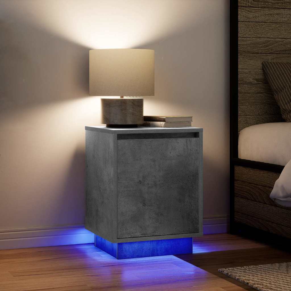 vidaXL Nachtkastje met LED-verlichting 38x34x50 cm bruin eiken - Aashly