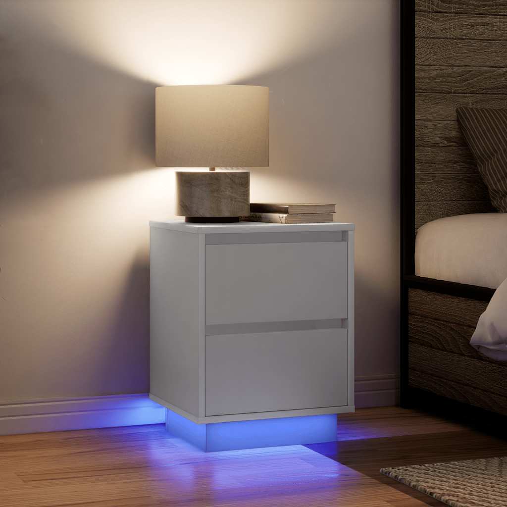 vidaXL Nachtkastjes met led-verlichting 2 st bruin eikenkleurig - Aashly