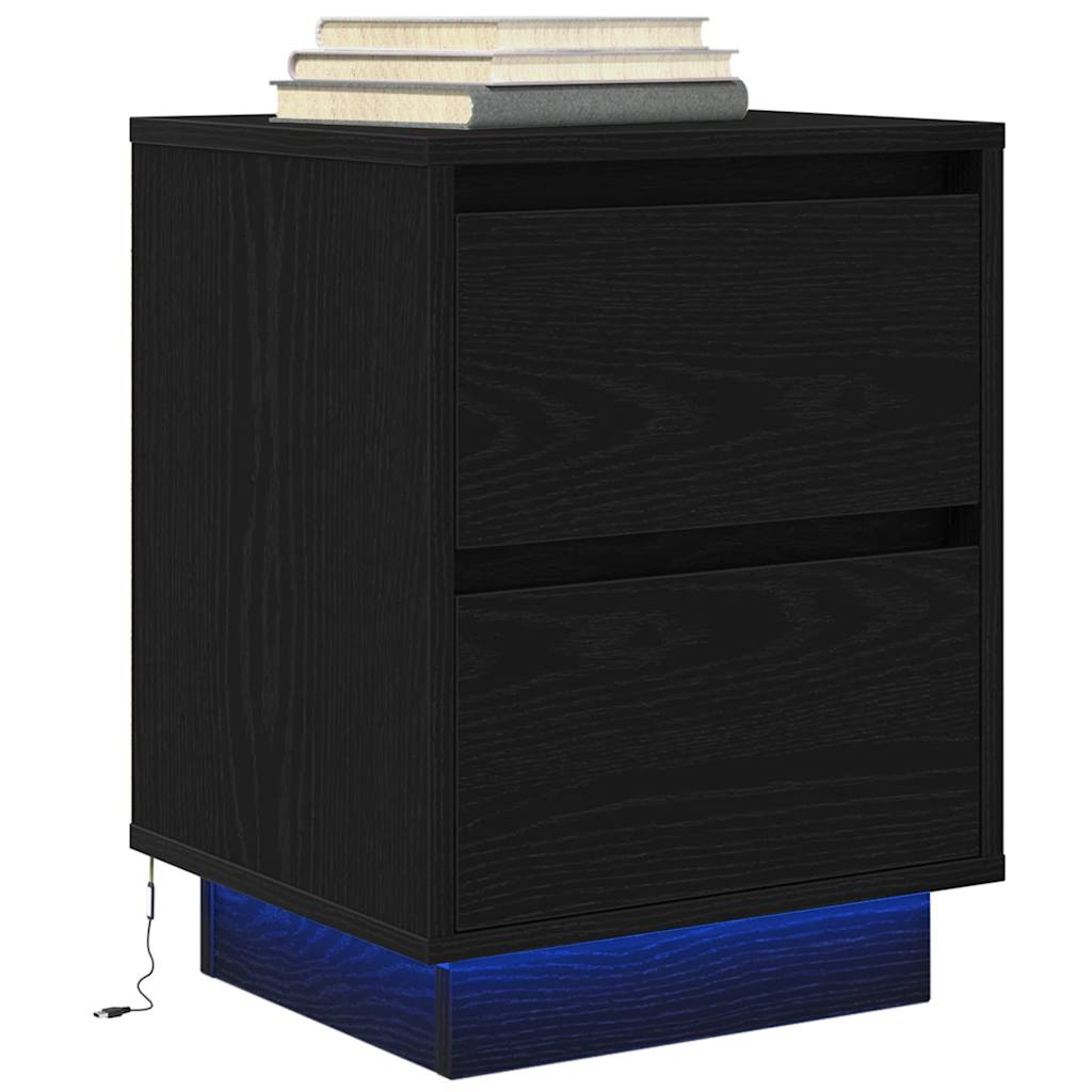 vidaXL Nachtkastjes met led-verlichting 2 st bruin eikenkleurig - Aashly