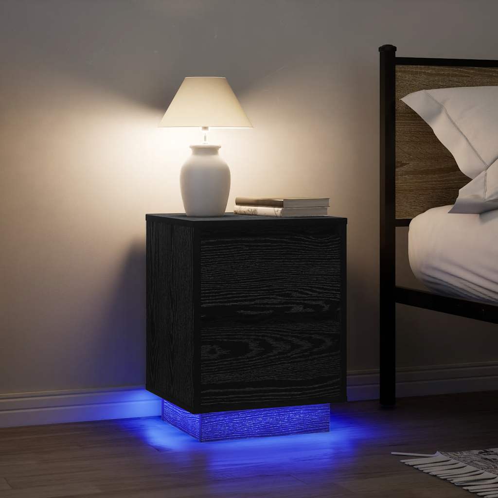 vidaXL Nachtkastjes met led-verlichting 2 st bruin eikenkleurig - Aashly