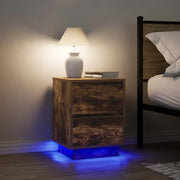 vidaXL Nachtkastjes met led-verlichting 2 st bruin eikenkleurig - Aashly