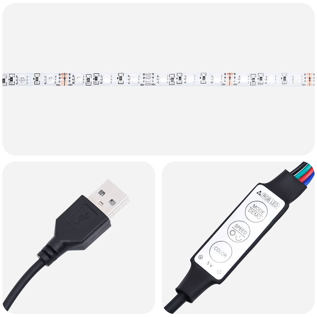 vidaXL Nachtkastjes met led-verlichting 2 st bruin eikenkleurig - Aashly