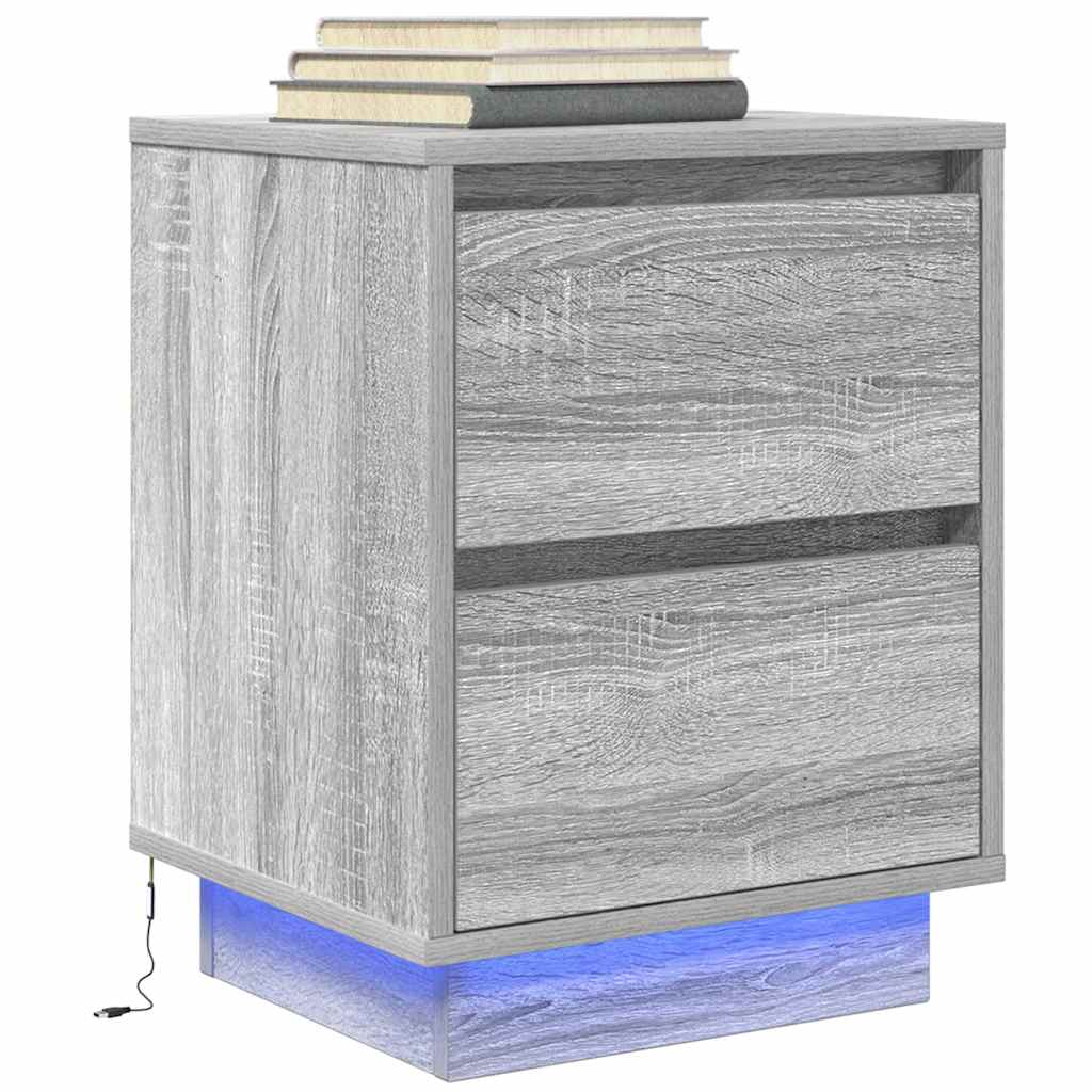 vidaXL Nachtkastjes met led-verlichting 2 st bruin eikenkleurig - Aashly