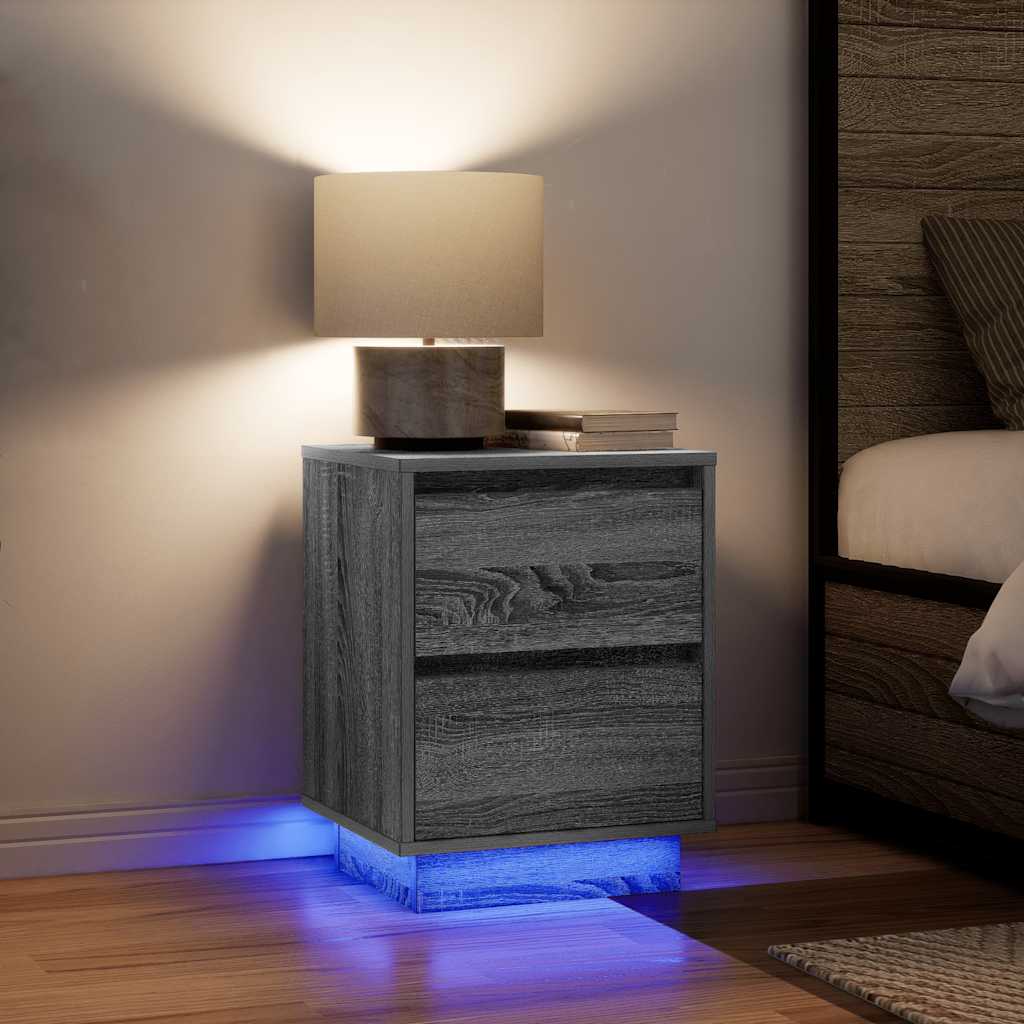 vidaXL Nachtkastjes met led-verlichting 2 st bruin eikenkleurig - Aashly