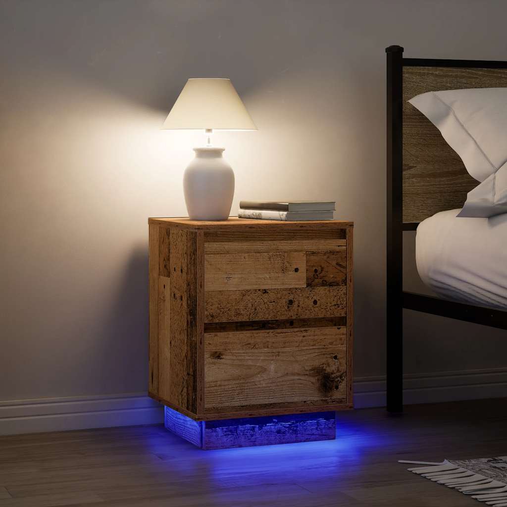 vidaXL Nachtkastjes met led-verlichting 2 st bruin eikenkleurig - Aashly