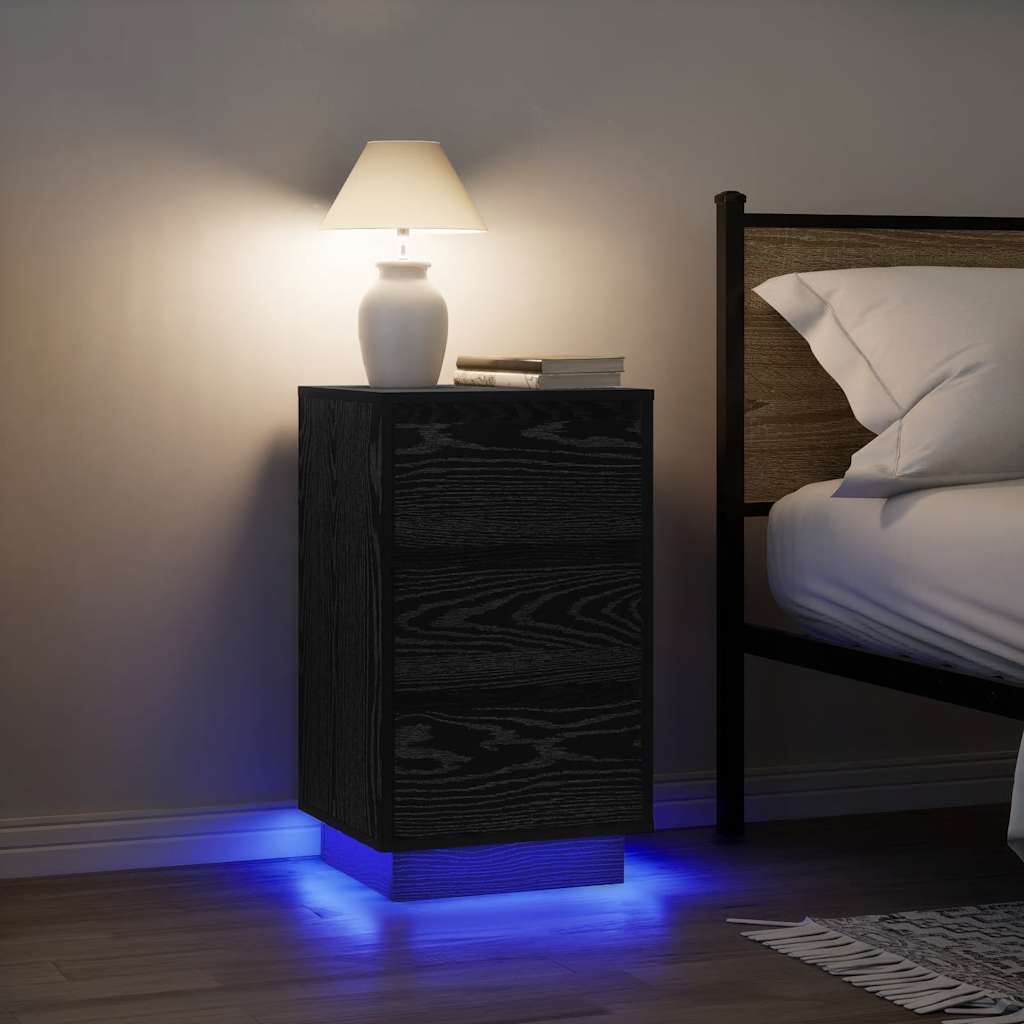 vidaXL Nachtkastjes met led-verlichting 2 st bruin eikenkleurig - Aashly