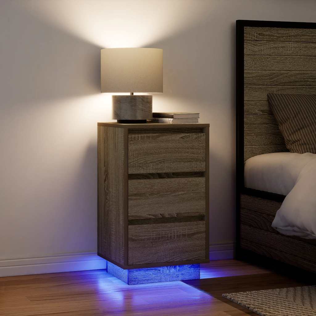 vidaXL Nachtkastjes met led-verlichting 2 st bruin eikenkleurig - Aashly