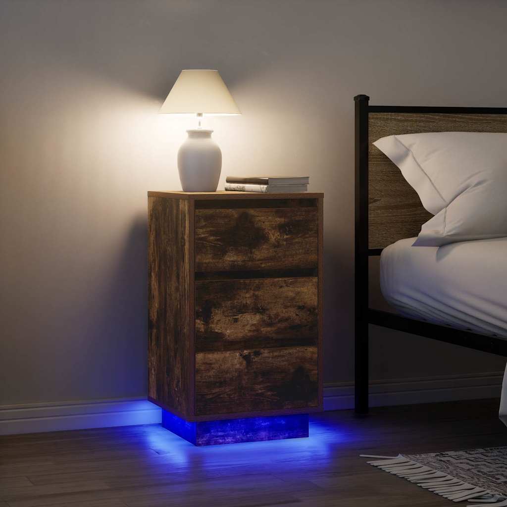 vidaXL Nachtkastjes met led-verlichting 2 st bruin eikenkleurig - Aashly