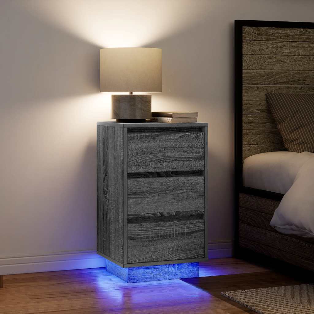 vidaXL Nachtkastjes met led-verlichting 2 st bruin eikenkleurig - Aashly