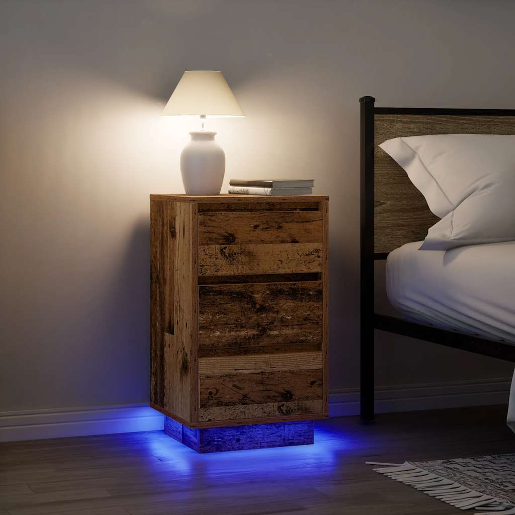 vidaXL Nachtkastjes met led-verlichting 2 st bruin eikenkleurig - Aashly