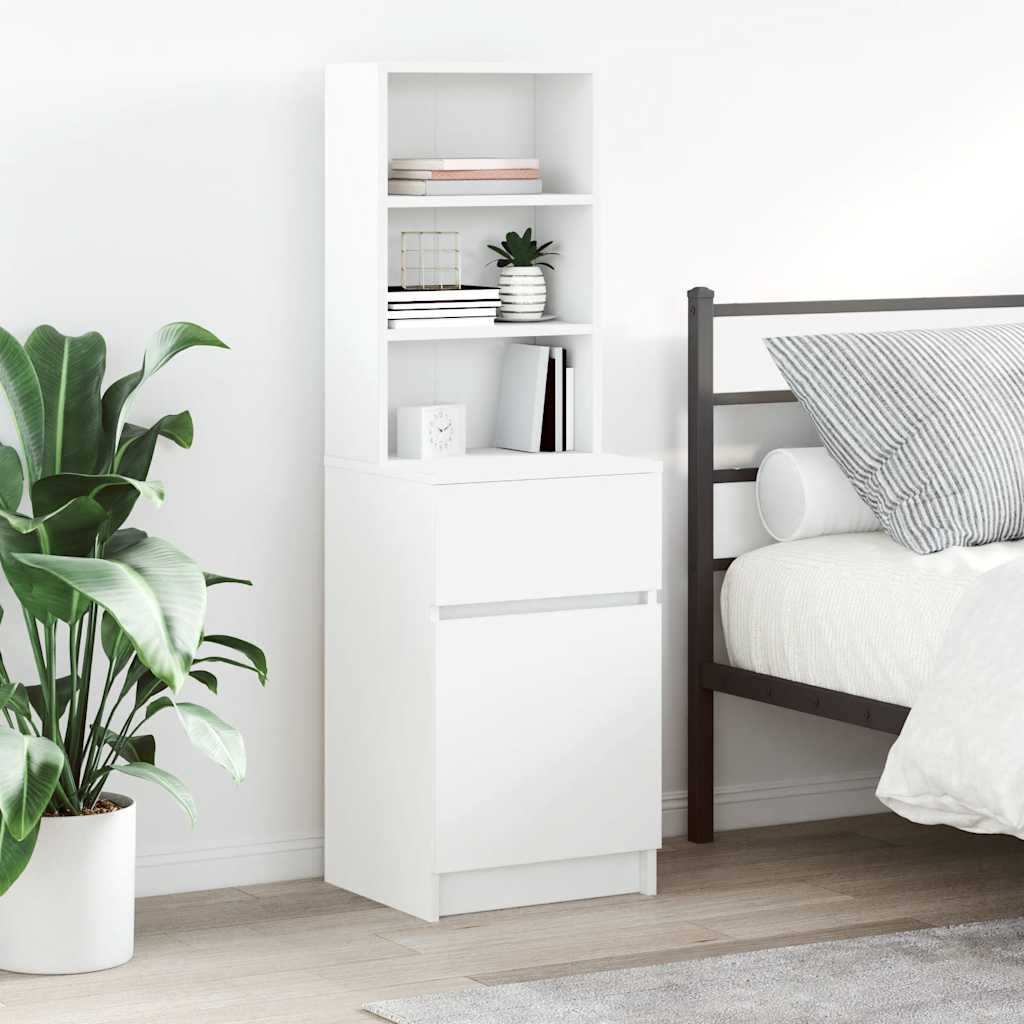 vidaXL Nachtkastje 39x35x125 cm bewerkt hout wit - Aashly
