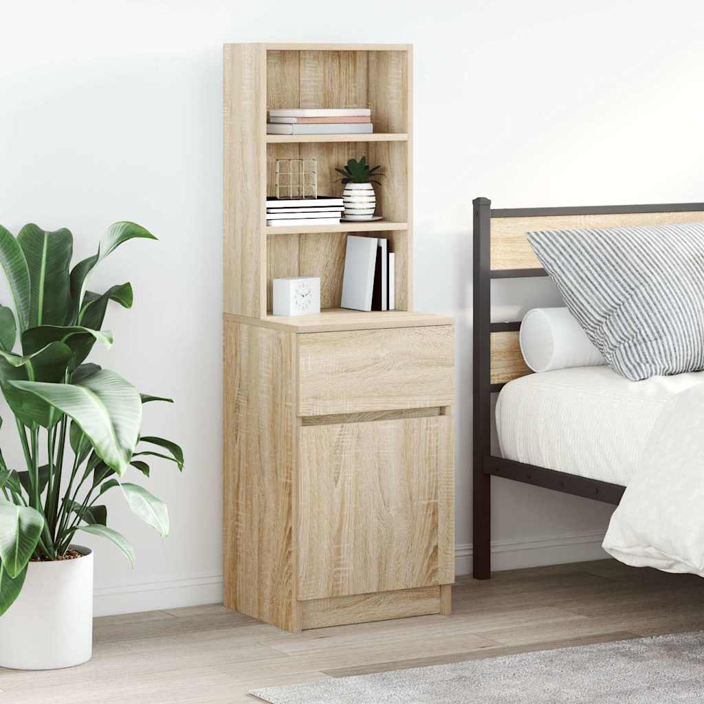 vidaXL Nachtkastje 39x35x125 cm bewerkt hout wit - Aashly