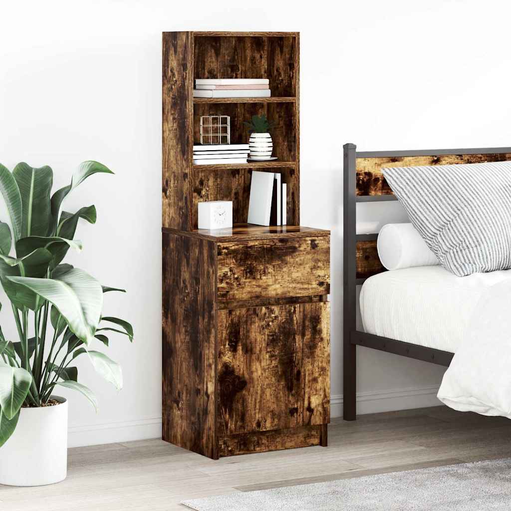 vidaXL Nachtkastje 39x35x125 cm bewerkt hout wit - Aashly