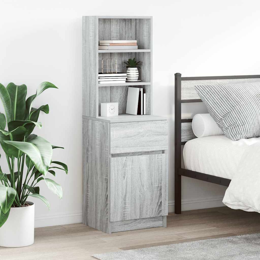 vidaXL Nachtkastje 39x35x125 cm bewerkt hout wit - Aashly