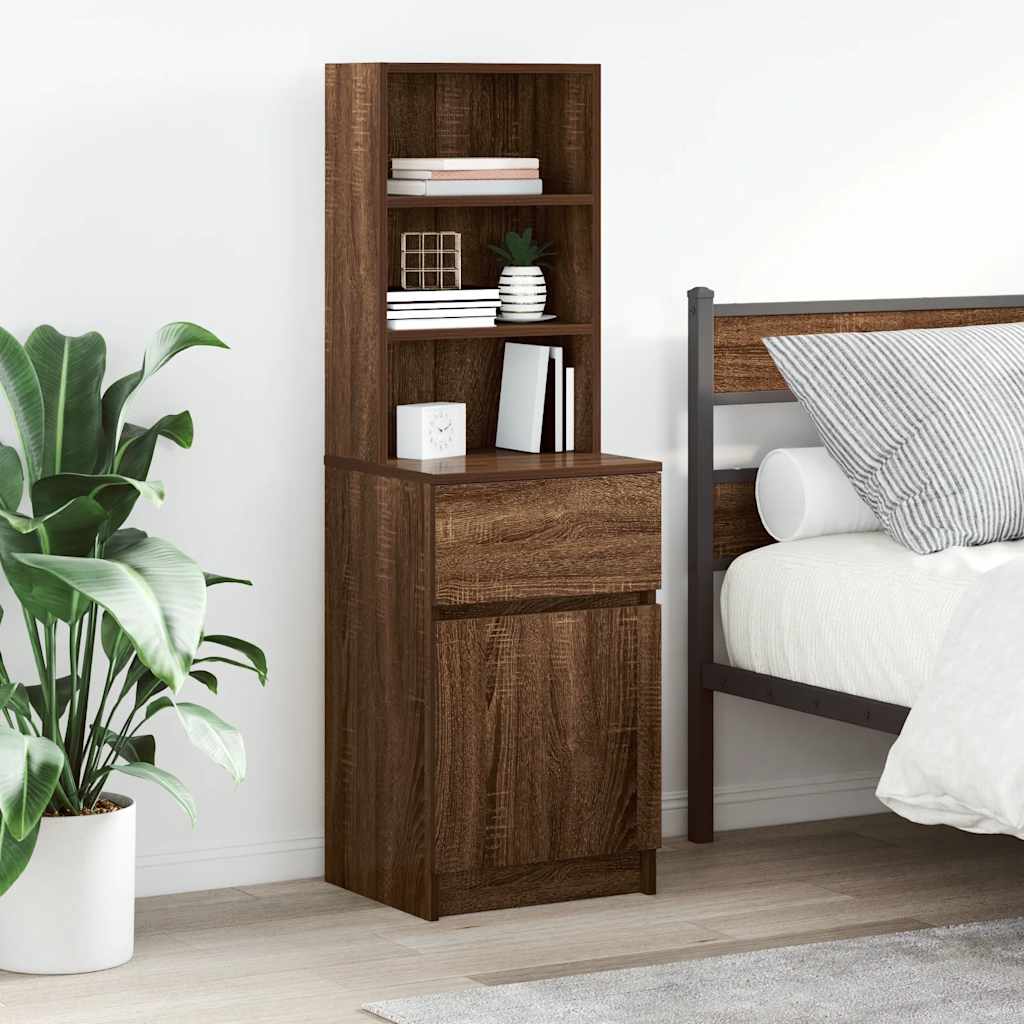 vidaXL Nachtkastje 39x35x125 cm bewerkt hout wit - Aashly