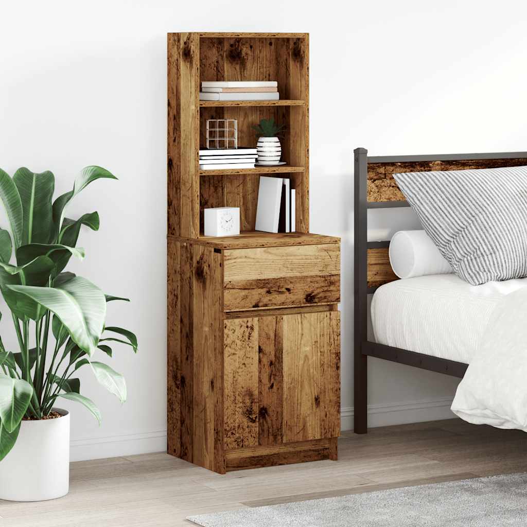 vidaXL Nachtkastje 39x35x125 cm bewerkt hout wit - Aashly