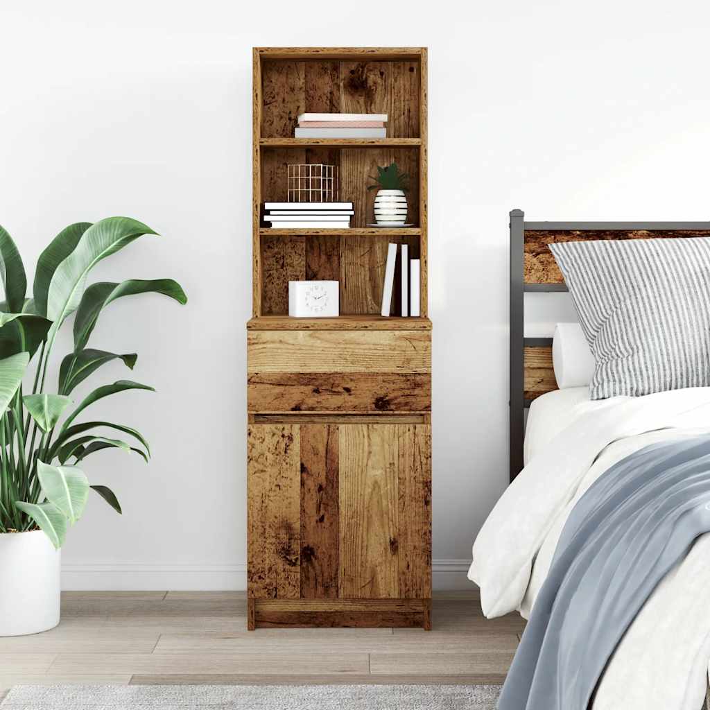 vidaXL Nachtkastje 39x35x125 cm bewerkt hout wit - Aashly