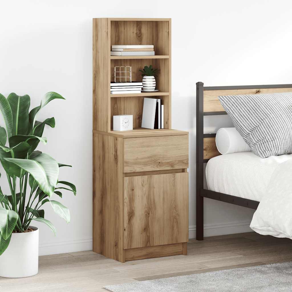 vidaXL Nachtkastje 39x35x125 cm bewerkt hout wit - Aashly
