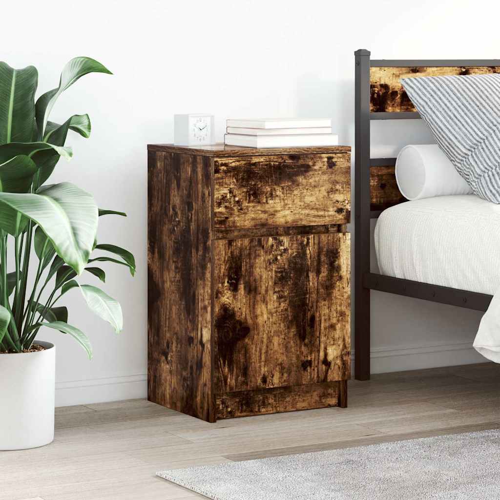 vidaXL Nachtkastjes 2 st 39x35x65 cm bewerkt hout sonoma eikenkleurig - Aashly