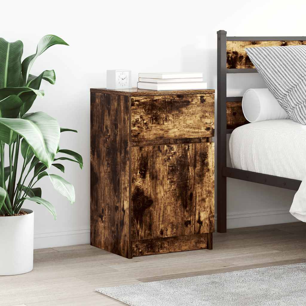 vidaXL Nachtkastjes 2 st 39x35x65 cm bewerkt hout sonoma eikenkleurig - Aashly