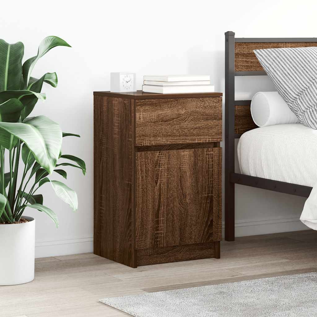 vidaXL Nachtkastjes 2 st 39x35x65 cm bewerkt hout sonoma eikenkleurig - Aashly