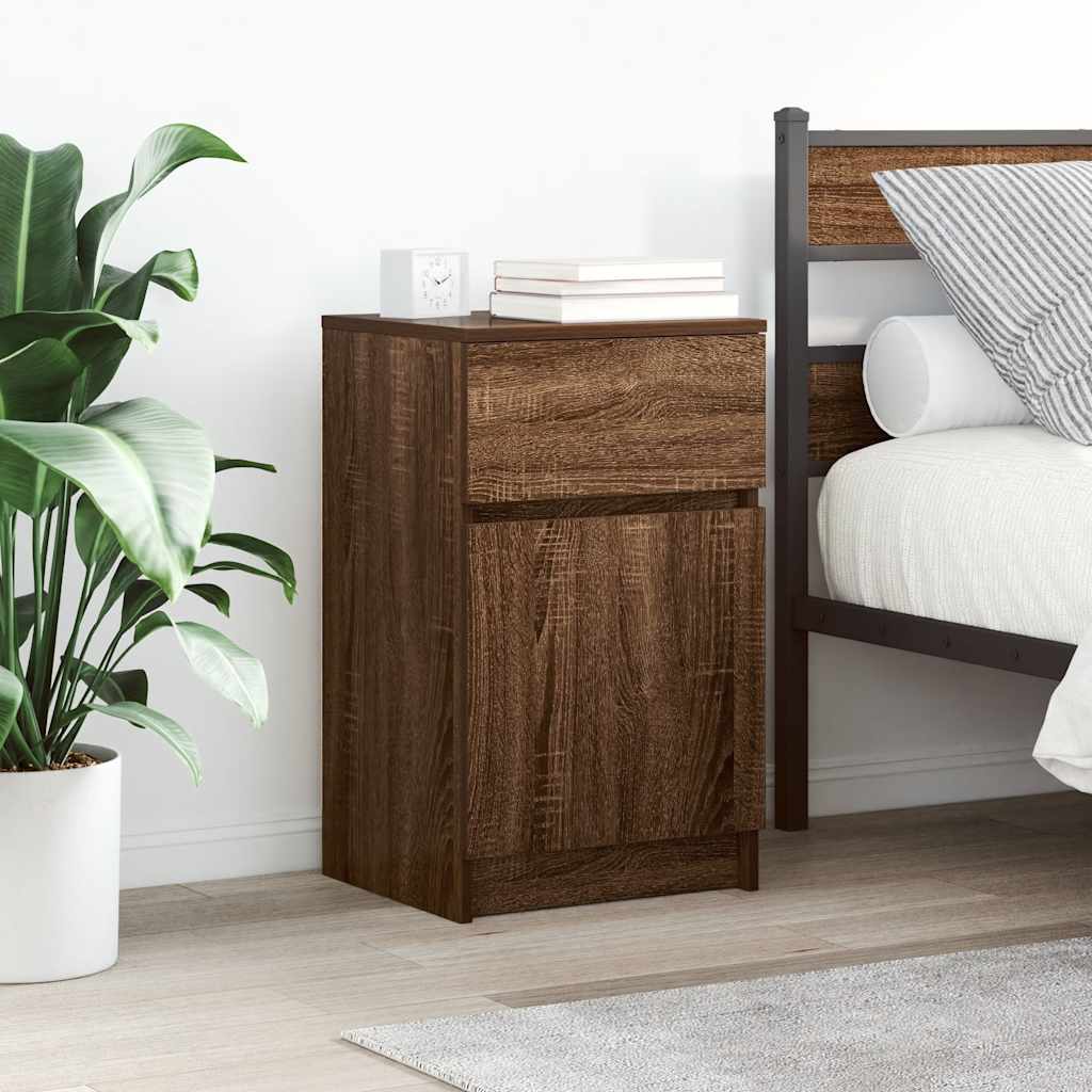 vidaXL Nachtkastjes 2 st 39x35x65 cm bewerkt hout sonoma eikenkleurig - Aashly