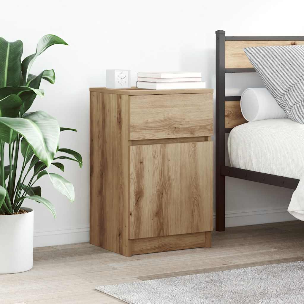 vidaXL Nachtkastjes 2 st 39x35x65 cm bewerkt hout sonoma eikenkleurig - Aashly