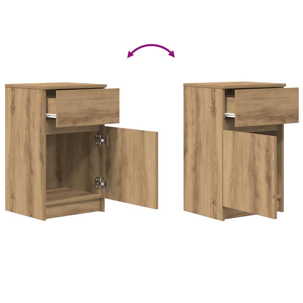 vidaXL Nachtkastjes 2 st 39x35x65 cm bewerkt hout sonoma eikenkleurig - Aashly