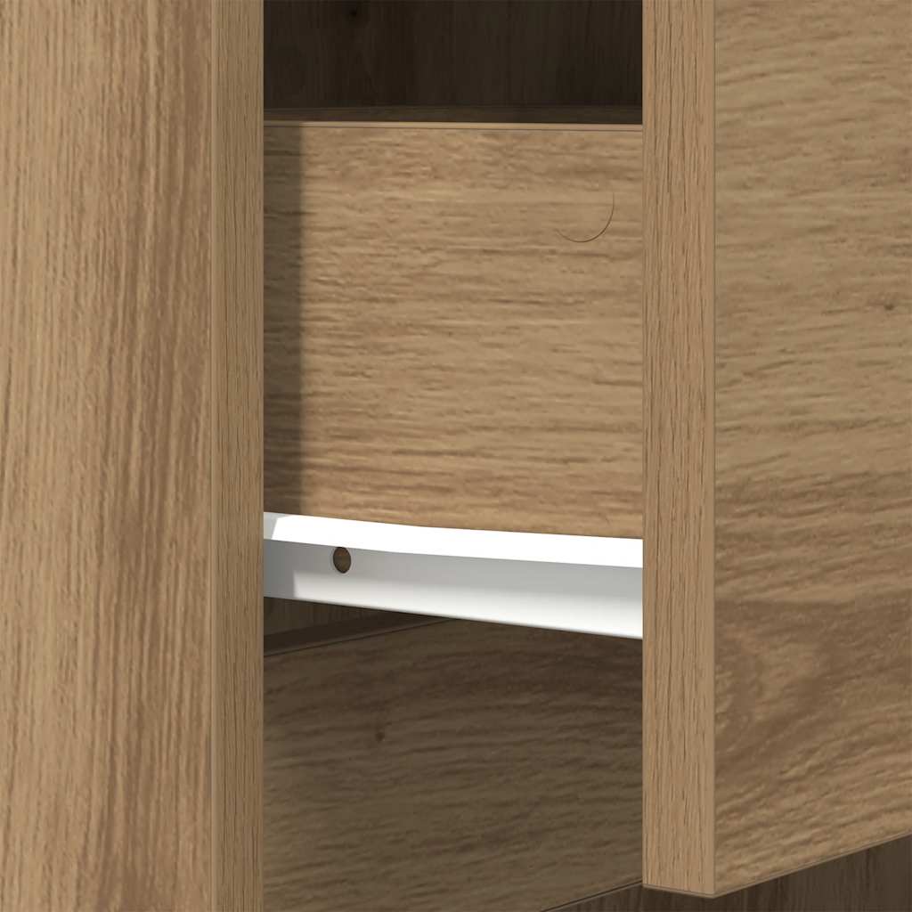 vidaXL Nachtkastjes 2 st 39x35x65 cm bewerkt hout sonoma eikenkleurig - Aashly