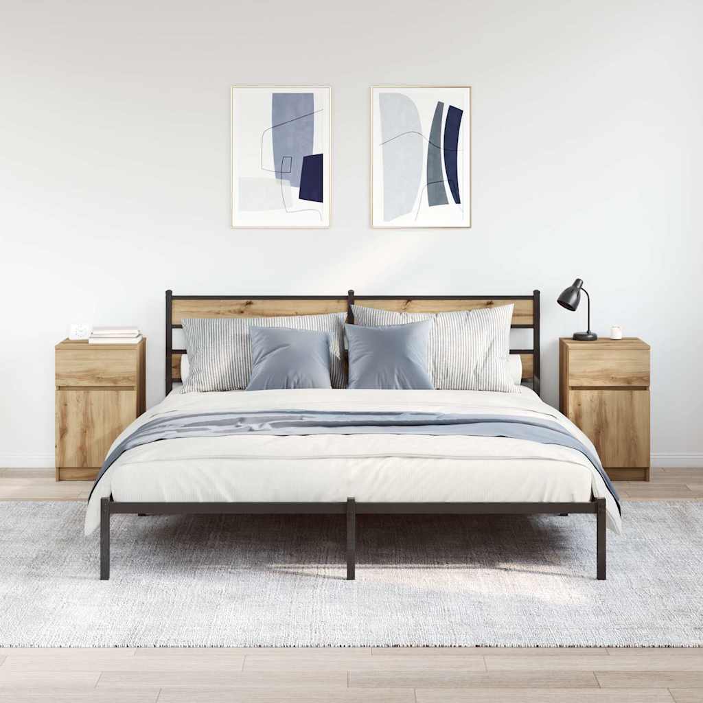 vidaXL Nachtkastjes 2 st 39x35x65 cm bewerkt hout sonoma eikenkleurig - Aashly