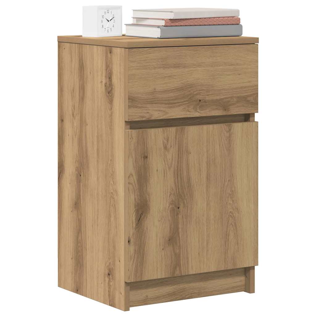 vidaXL Nachtkastjes 2 st 39x35x65 cm bewerkt hout sonoma eikenkleurig - Aashly