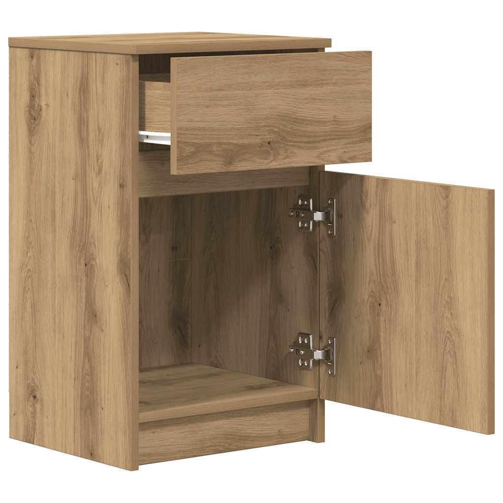 vidaXL Nachtkastjes 2 st 39x35x65 cm bewerkt hout sonoma eikenkleurig - Aashly