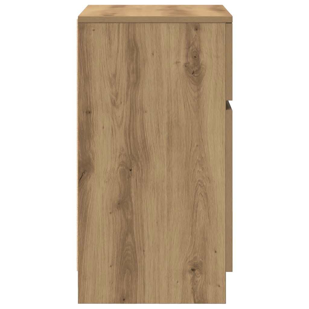 vidaXL Nachtkastjes 2 st 39x35x65 cm bewerkt hout sonoma eikenkleurig - Aashly