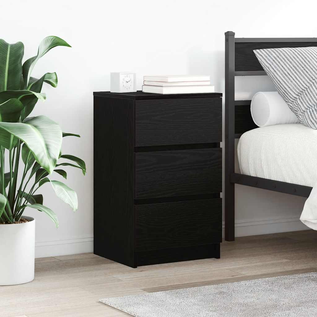 vidaXL Nachtkastje met 3 lades 39x35x65 cm zwart - Aashly