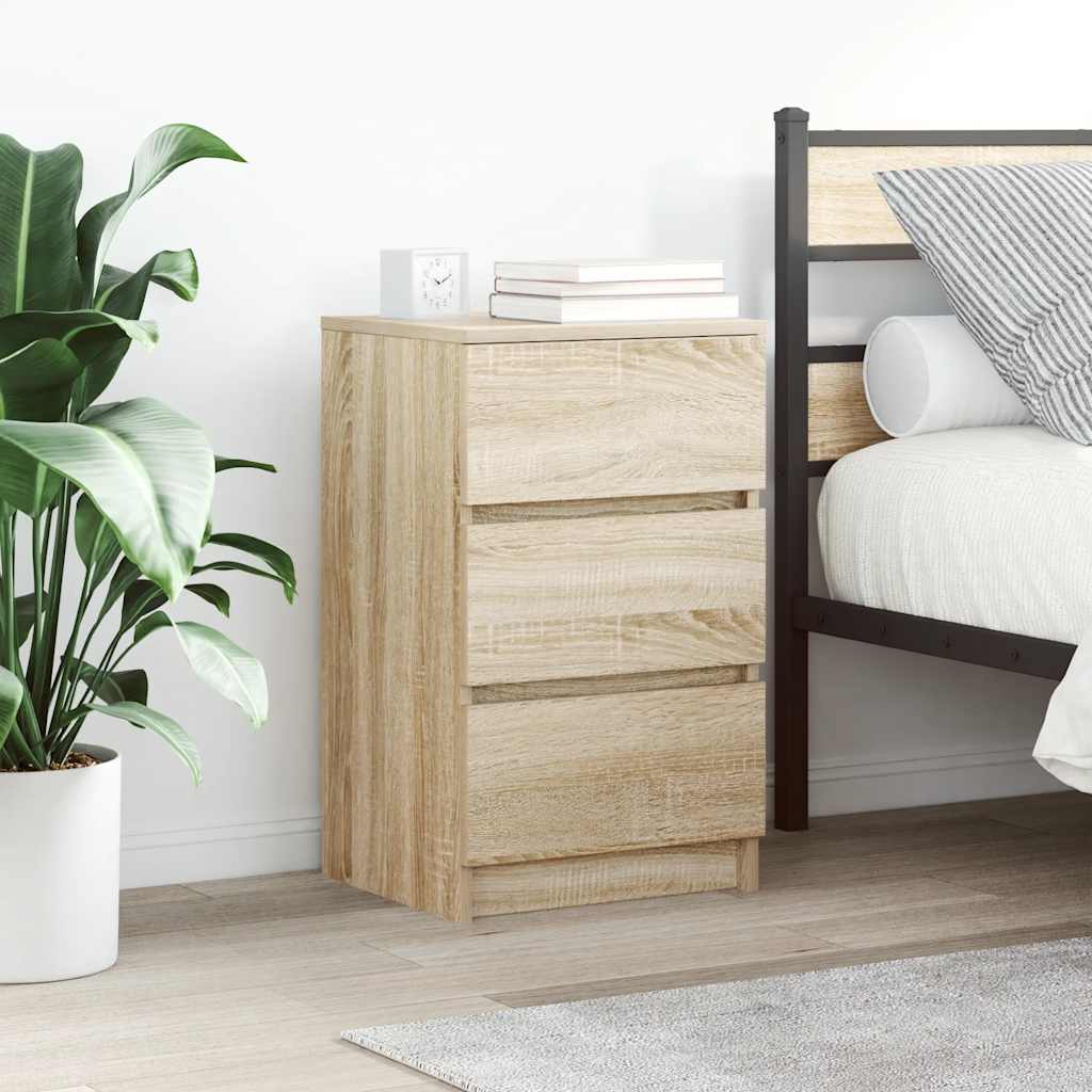 vidaXL Nachtkastje met 3 lades 39x35x65 cm zwart - Aashly