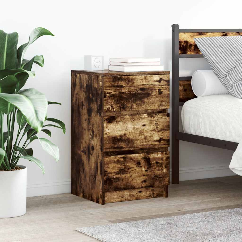 vidaXL Nachtkastje met 3 lades 39x35x65 cm zwart - Aashly